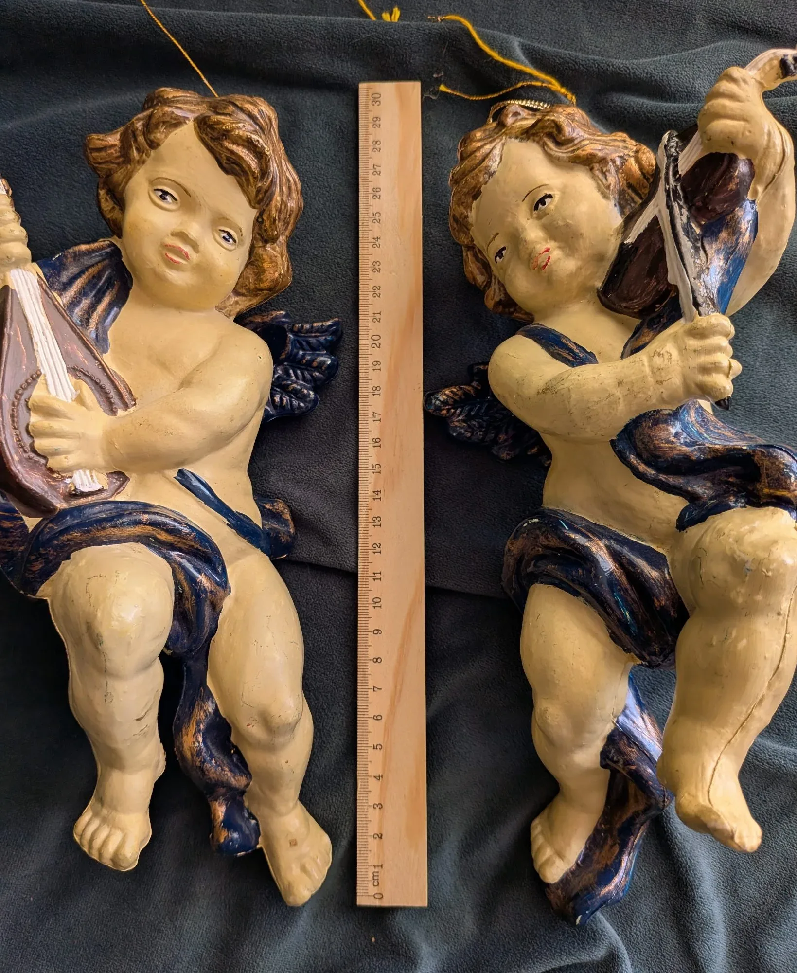 Par Keruber i komposit, väggobjekt, barockinspirerad stil - Bild 6
