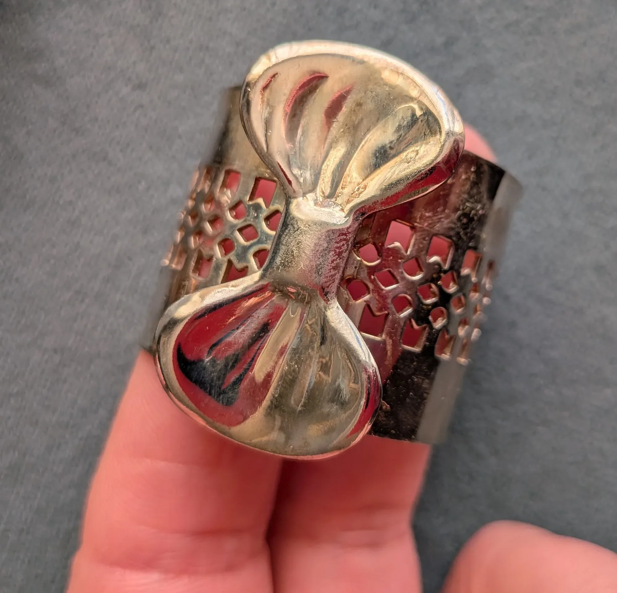 Vintage Servettringar, 6 st, Silverpläterade med Rosett - Bild 2